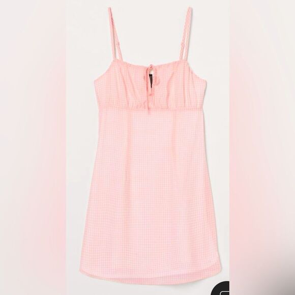 H&M Divided Pink Chiffon Babydoll Slip Dress Size Large NWOT 4 0444 - Picture 1 of 11